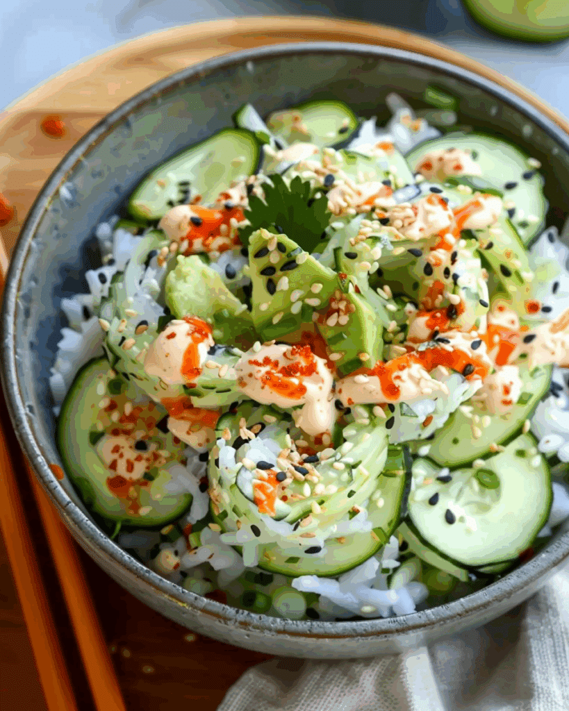Easy California Roll Cucumber Salad