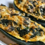 Spinach, Mushroom, and Ricotta Stuffed Zucchini