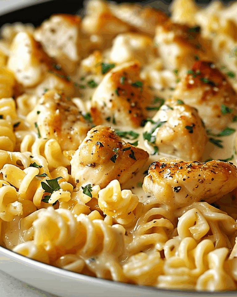 Creamy Garlic Butter Chicken & Rotini in Parmesan Sauce