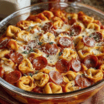 Cheese Tortellini Pepperoni Pizza Casserole