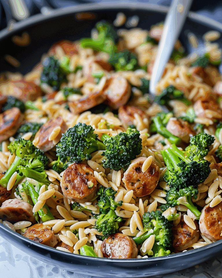 Chicken Sausage, Broccoli, and Orzo Skillet