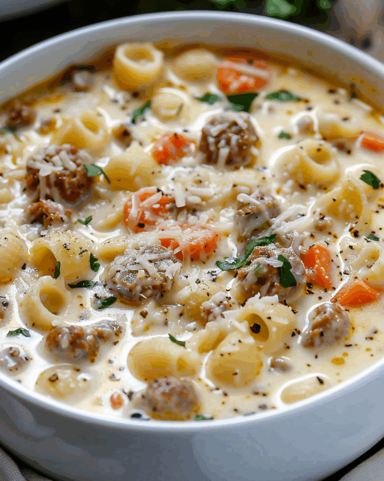 Creamy Parmesan Italian Sausage Ditalini Soup