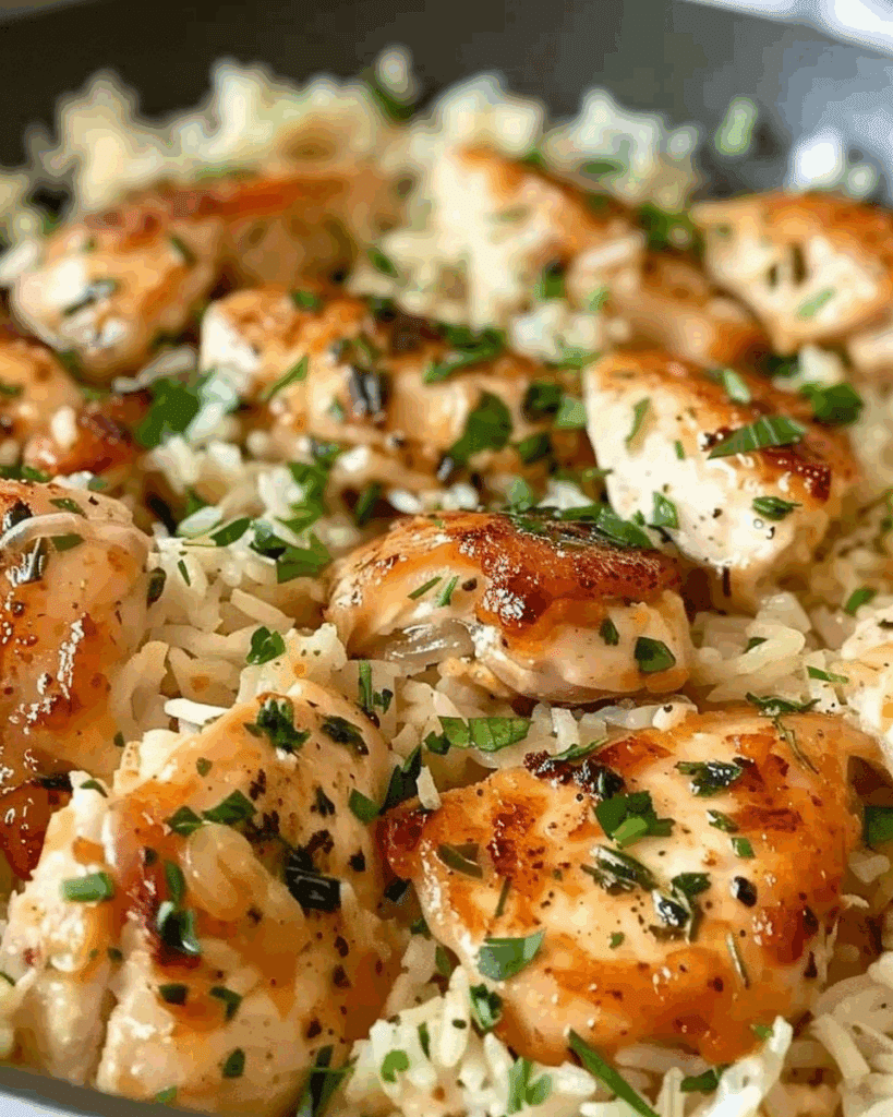 Chicken Scampi with Garlic Parmesan Rice