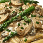 Creamy Mushroom and Asparagus Chicken Penne