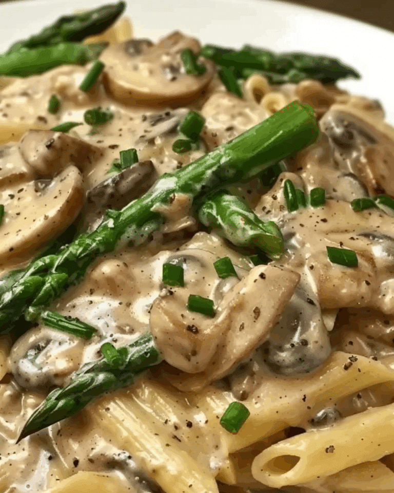 Creamy Mushroom and Asparagus Chicken Penne
