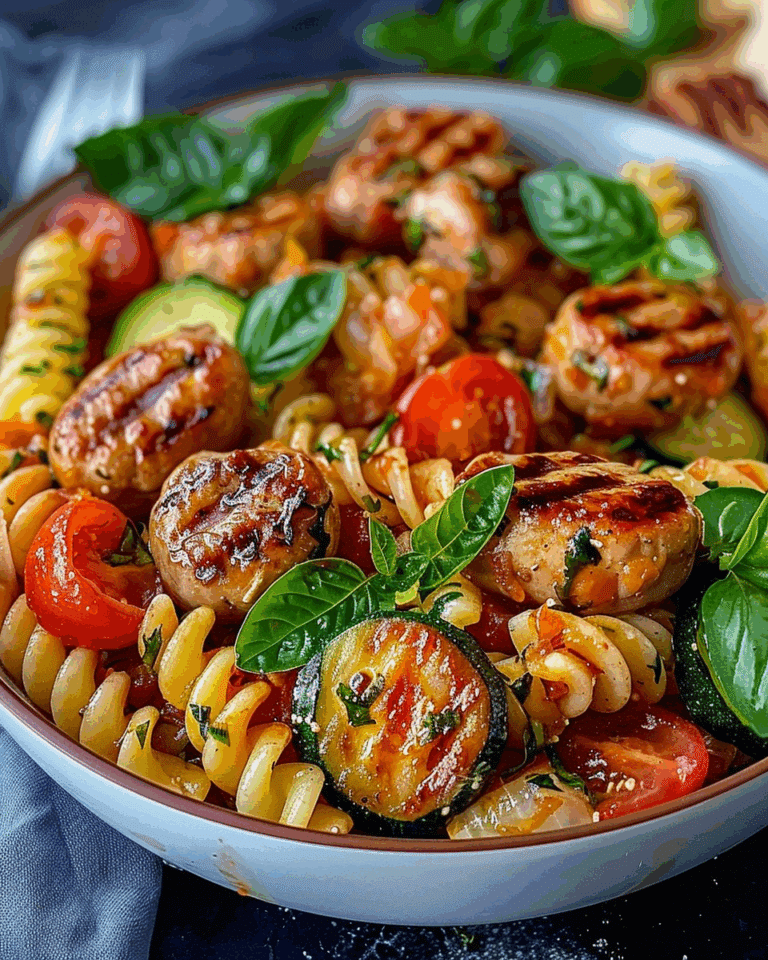 Chicken Sausages with Zucchini, Tomatoes & Pasta