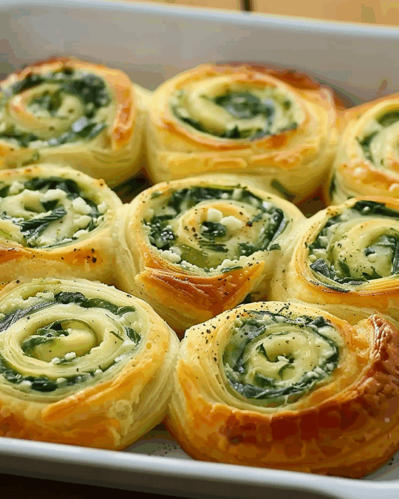 Spinach and Feta Cheese Puff Pastry Rolls | Easy Appetizer Recipe