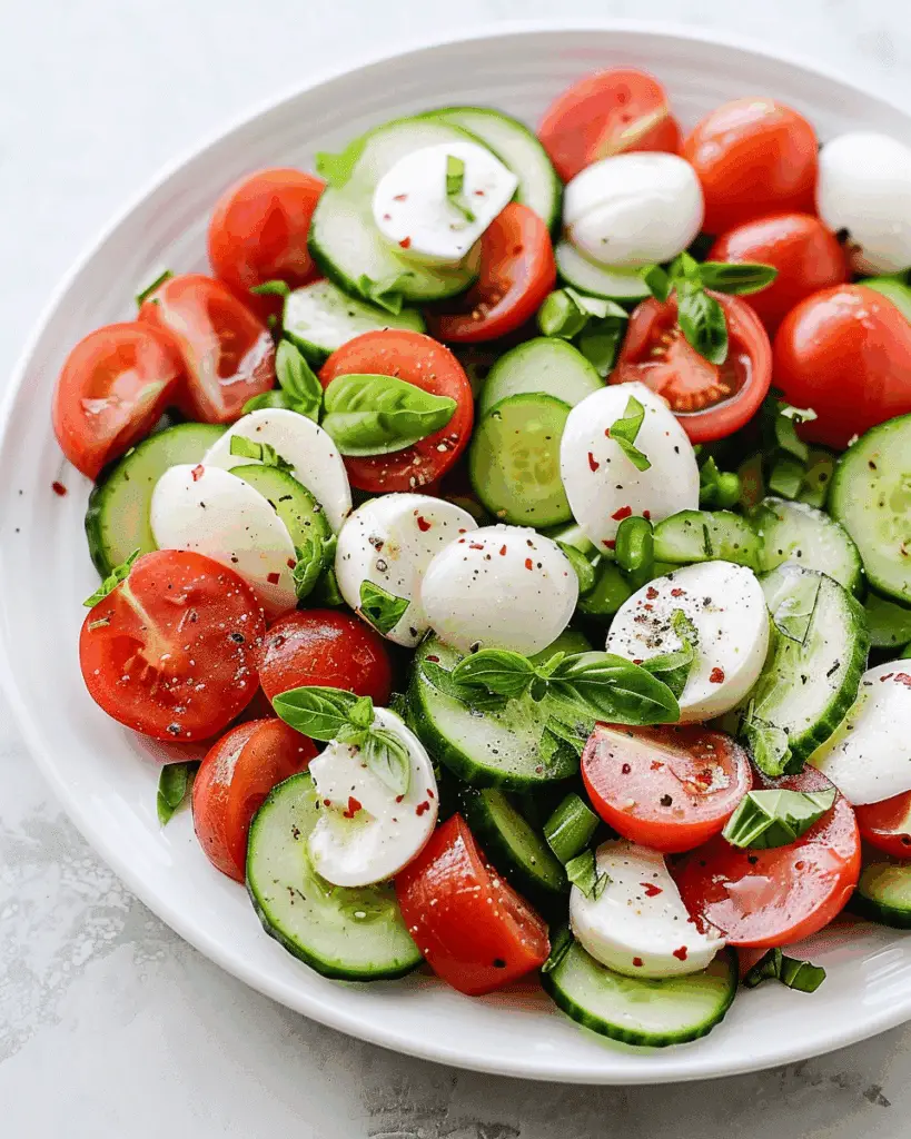 Fresh Cucumber Caprese Salad