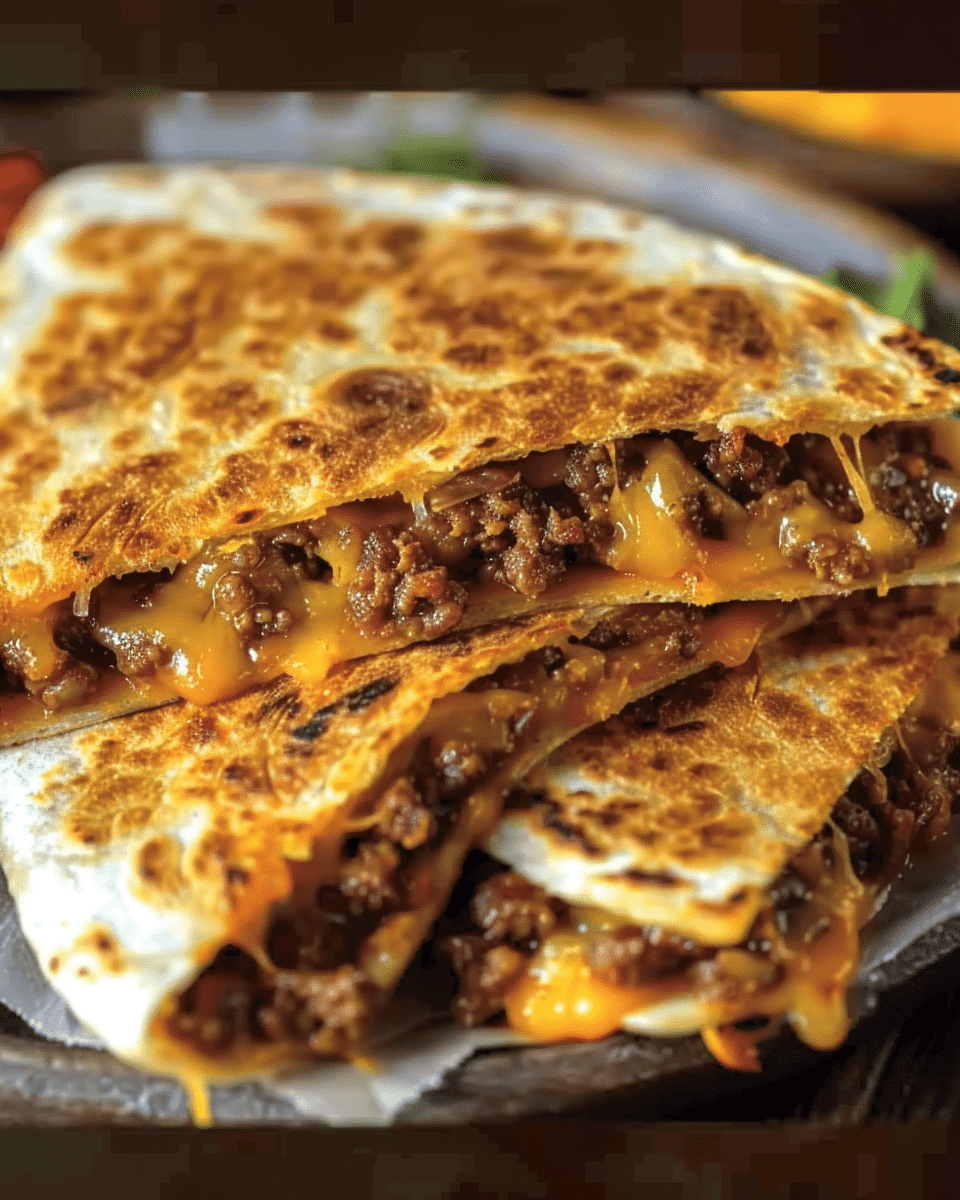 Ground Beef Cheesy Quesadillas