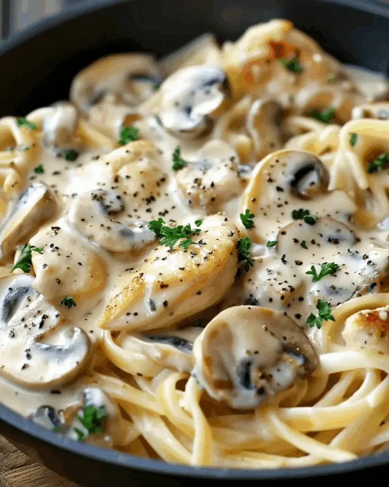 Lush Chicken & Mushroom Pasta in Decadent Cream Sauce