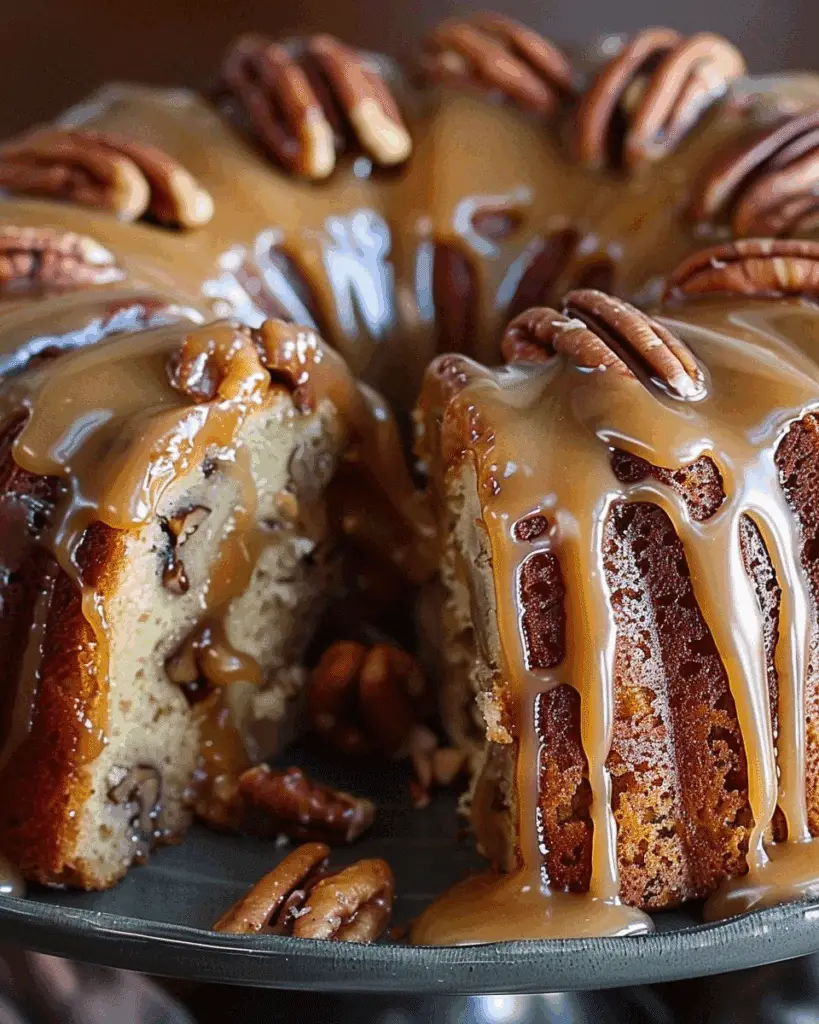 Apple Pecan Cake With Caramel Glaze
