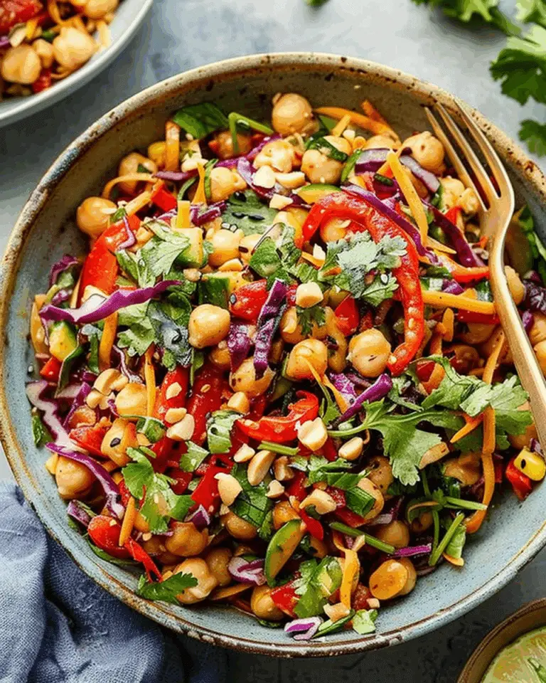 Chopped Thai-Inspired Chickpea Salad with Curry Peanut Dressing
