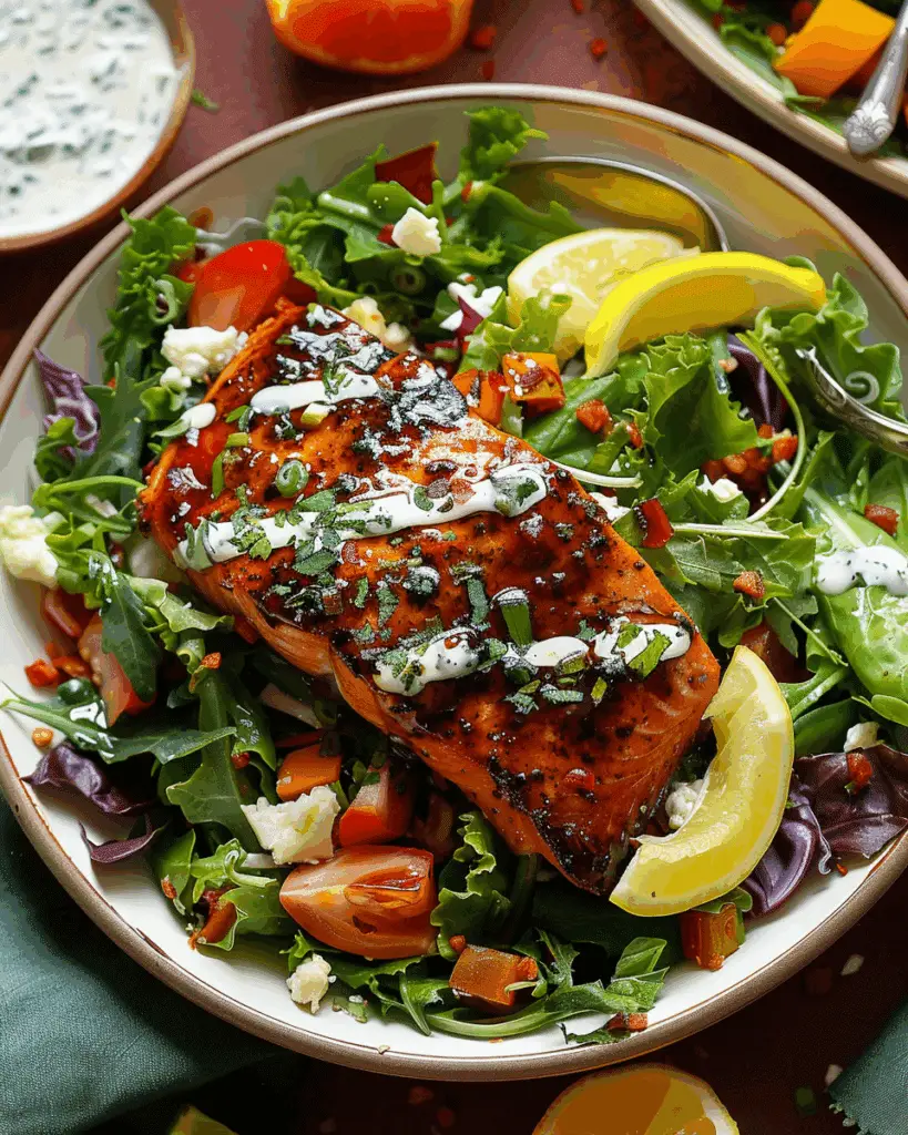 Spicy Honey Glazed Salmon Salad