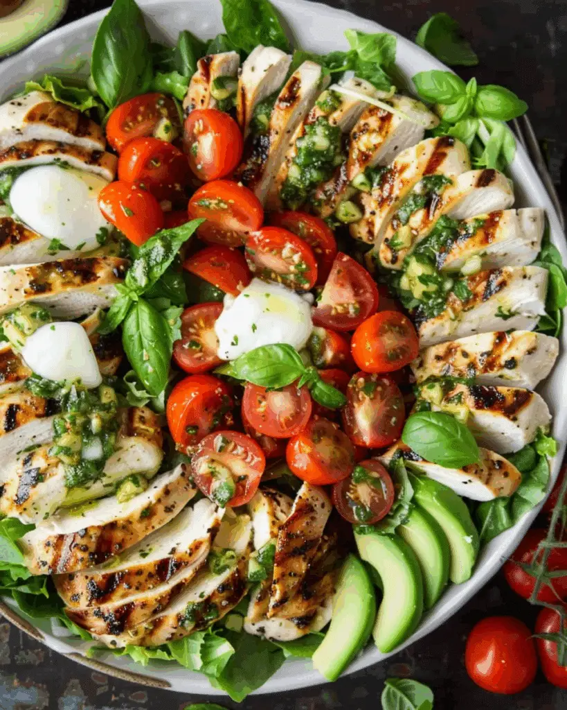 Chicken Avocado Caprese Salad