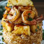 Teriyaki Shrimp and Pineapple Rice Stack