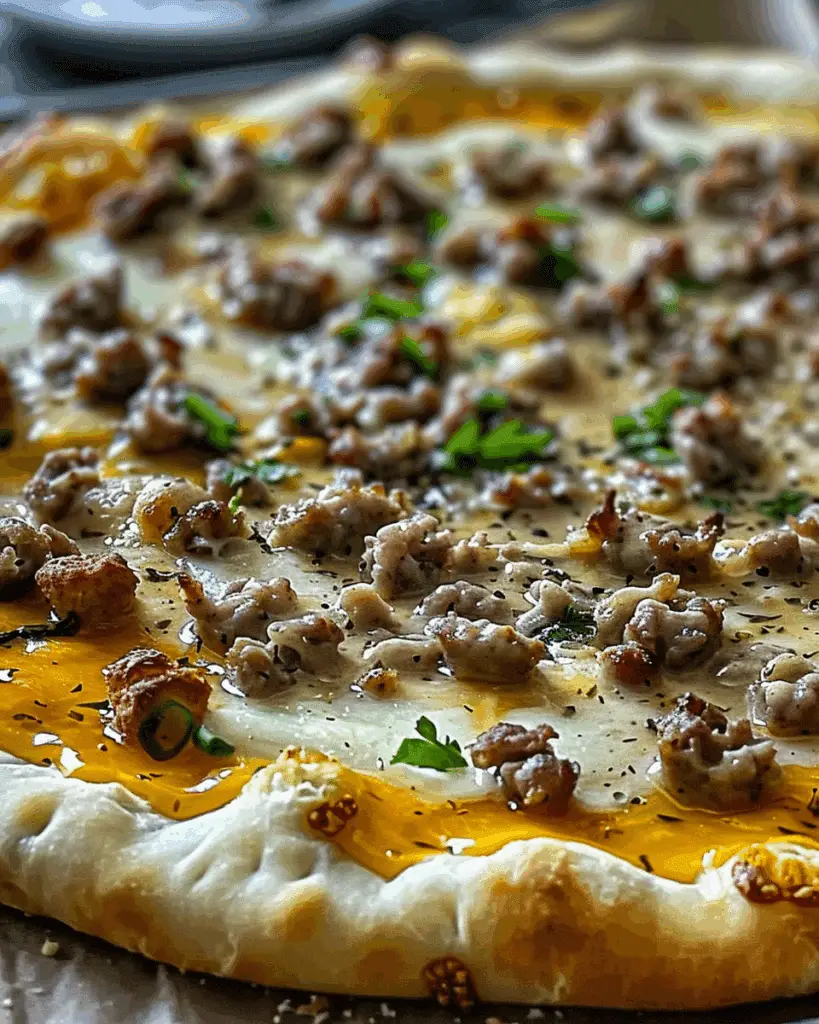 Biscuits and Sausage Gravy Breakfast Pizza