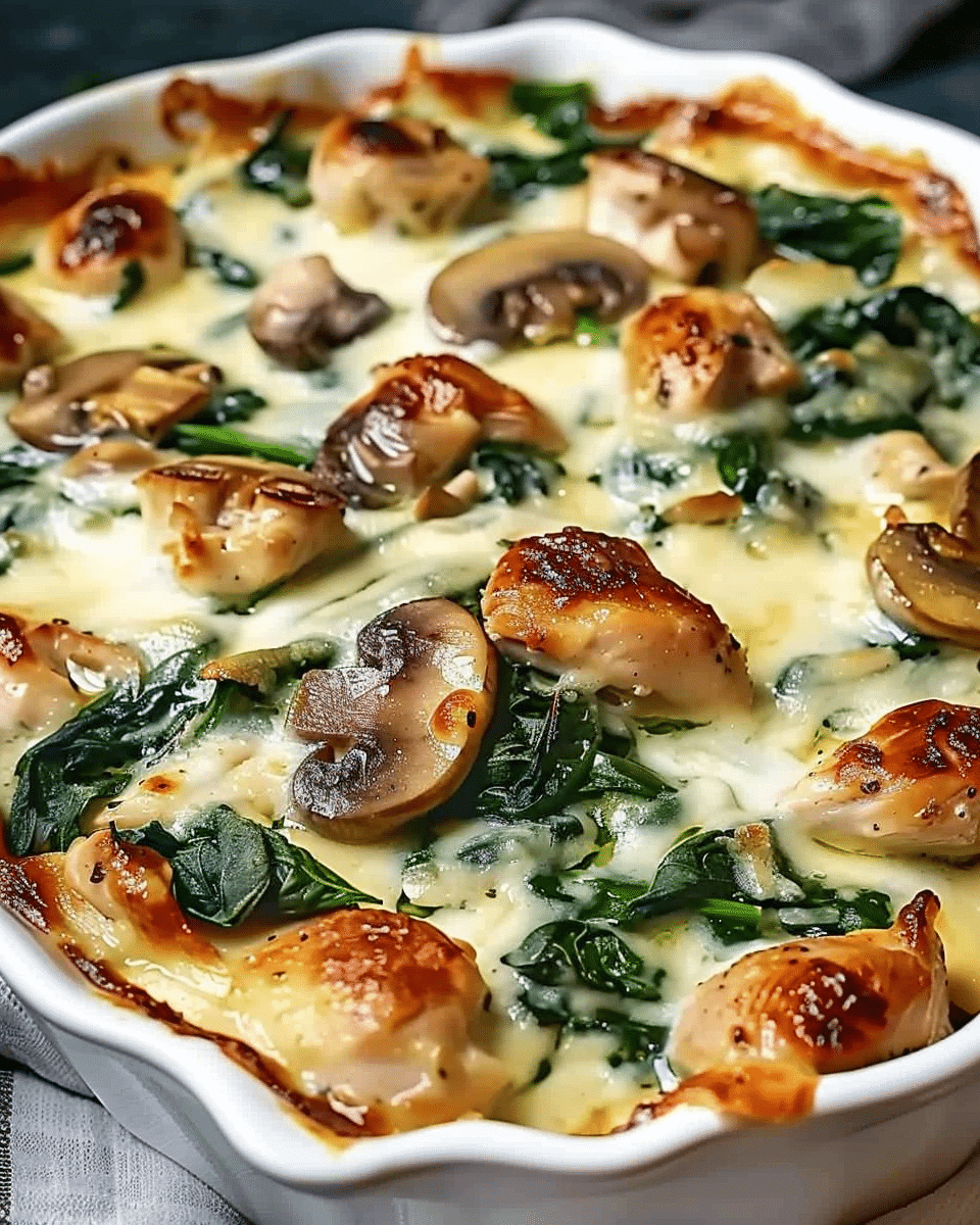 Chicken Spinach & Mushroom Low‑Carb Oven Dish