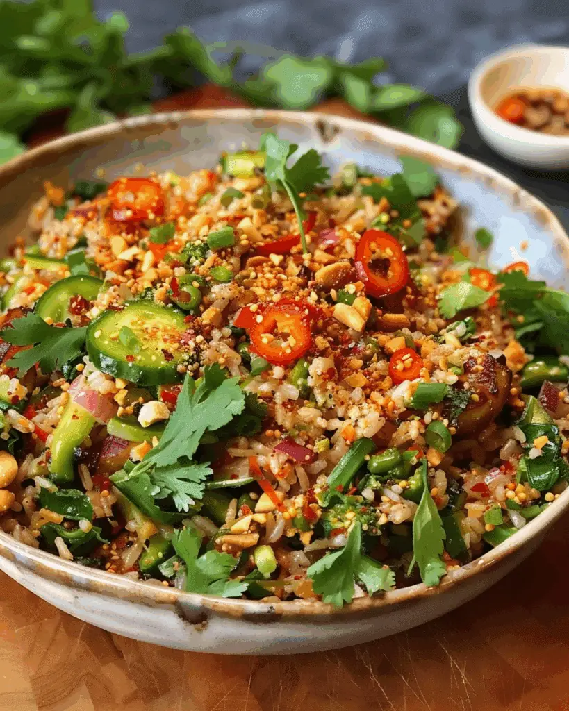 Crispy Rice Salad with Peanut‑Chili Dressing