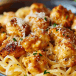 Delicious Garlic Butter Chicken Bites with Creamy Parmesan Pasta