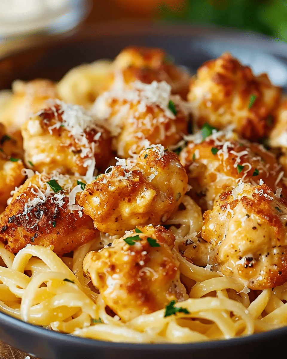 Delicious Garlic Butter Chicken Bites with Creamy Parmesan Pasta