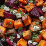 Roasted Beets and Sweet Potatoes with Feta and Cilantro