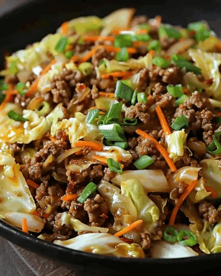 Healthy Chinese Ground Beef & Cabbage Stir Fry