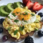 Avocado Toast with Scrambled Eggs & Fresh Fruit