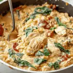 Slow Cooker Creamy Tuscan Chicken Orzo