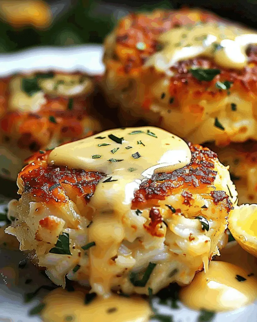 Cheddar Bay Crab Cakes with Lemon Butter Drizzle