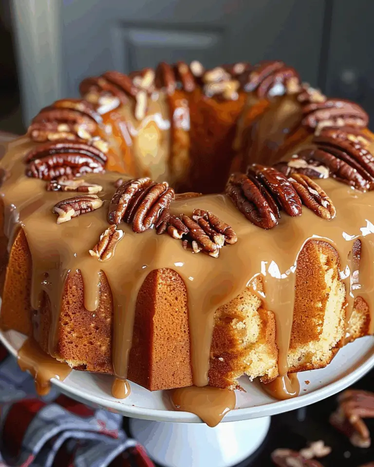 Butter Pecan Pound Cake with Caramel Glaze