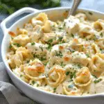 Dump-and-Bake Chicken Alfredo Tortellini Casserole