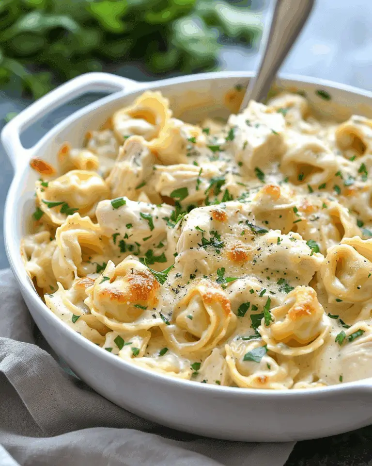 Dump-and-Bake Chicken Alfredo Tortellini Casserole