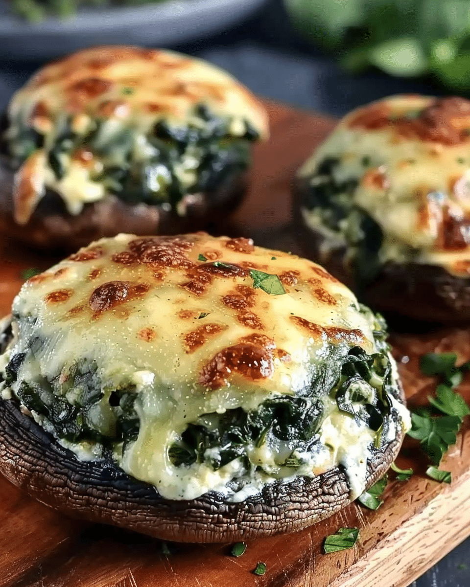 Spinach and Cheese Stuffed Portobello Mushroom