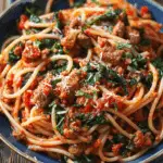 Italian Sausage Spaghetti with Spinach and Marinara in 30 Minutes!