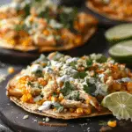Street Corn Chicken Tostada Melts with Cilantro Lime Cream