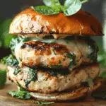 White Cheddar and Spinach Chicken Burgers
