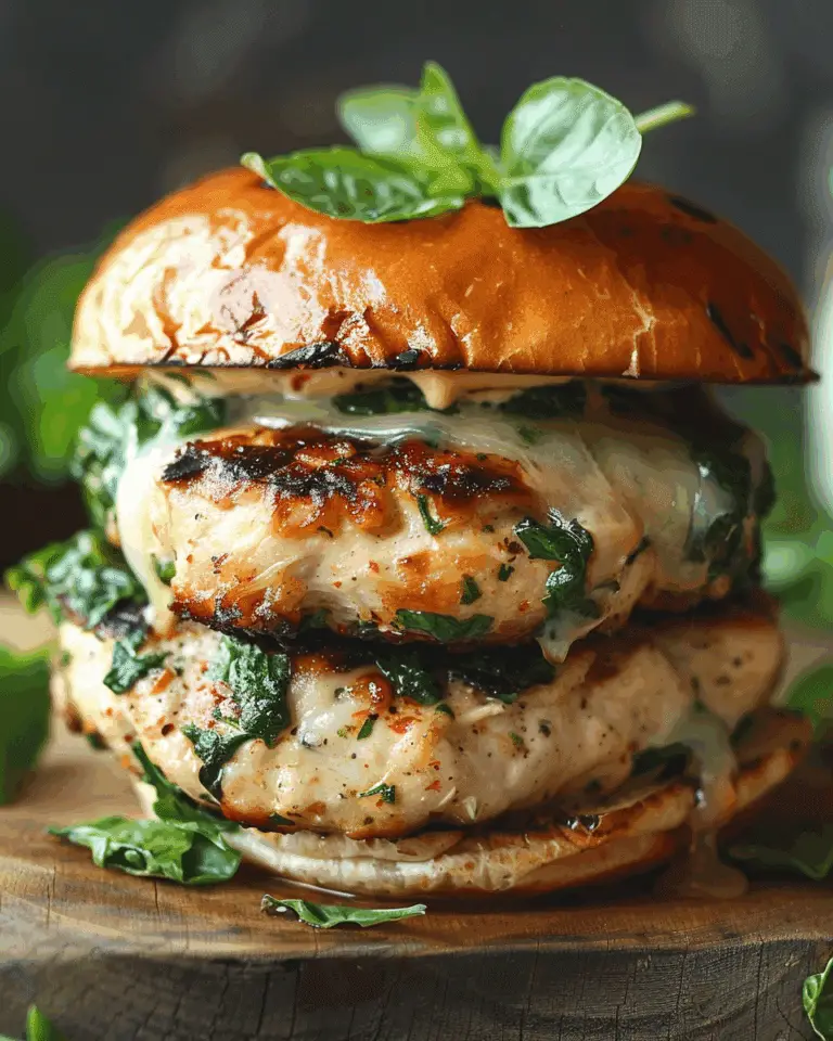 White Cheddar and Spinach Chicken Burgers