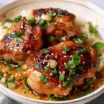 Pan Fried Chicken Thighs with Scallion Ginger Sauce