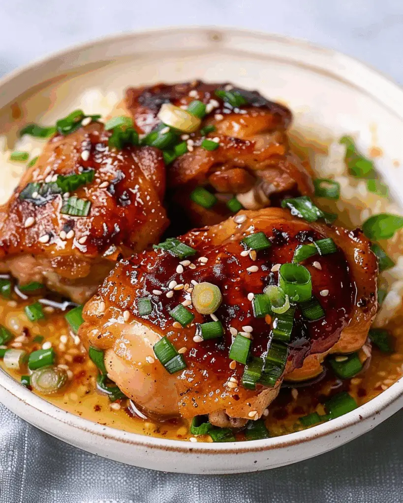 Pan Fried Chicken Thighs with Scallion Ginger Sauce