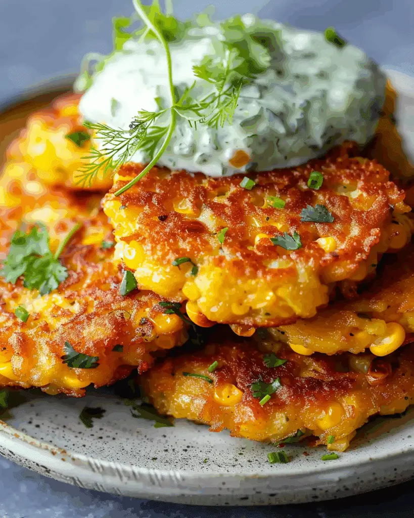 Crispy Corn Fritters with Cilantro Cream