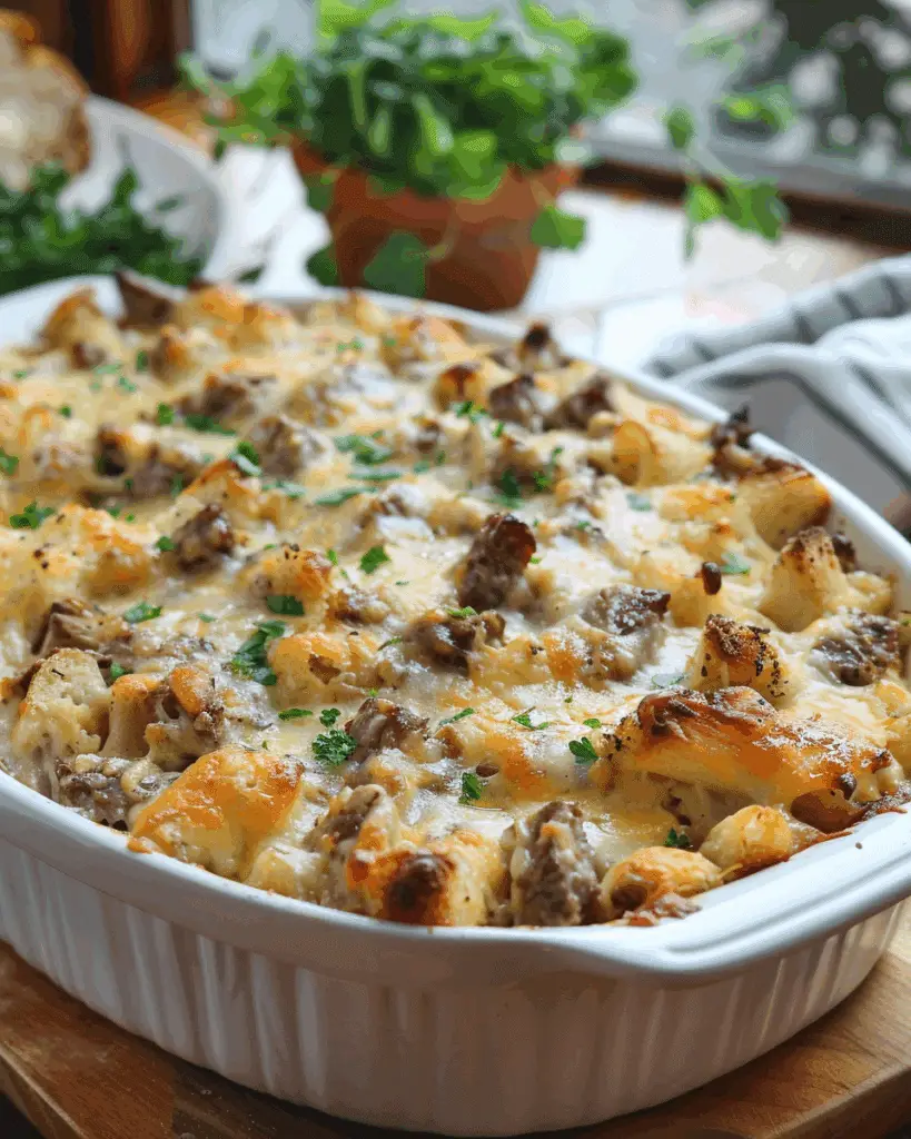 Philly Cheesesteak Casserole