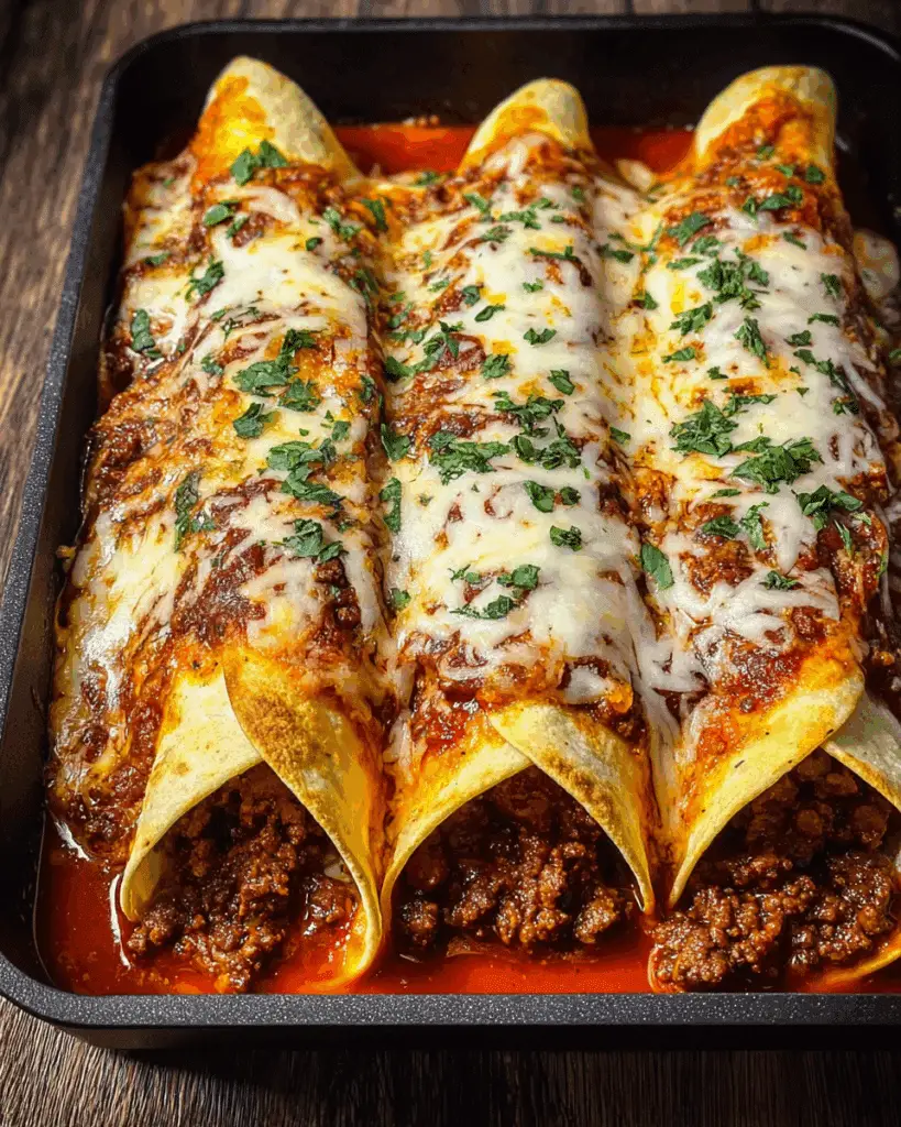 Pizza Enchiladas with Ground Beef