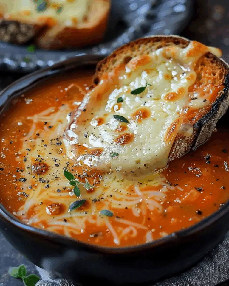 Tomato Soup with Cheese and Onion Toast