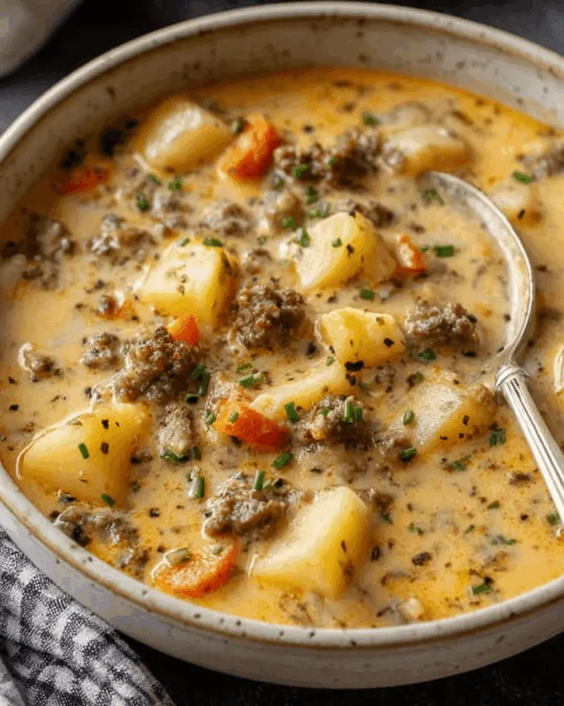 Crockpot Creamy Potato & Hamburger Soup Recipe