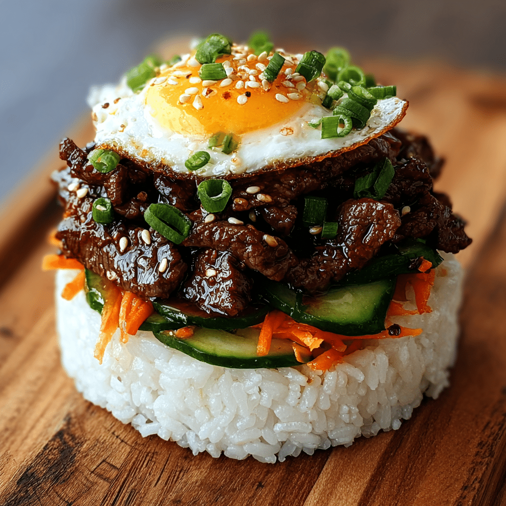 Korean BBQ Beef Rice Stack Recipe - Recipe Image