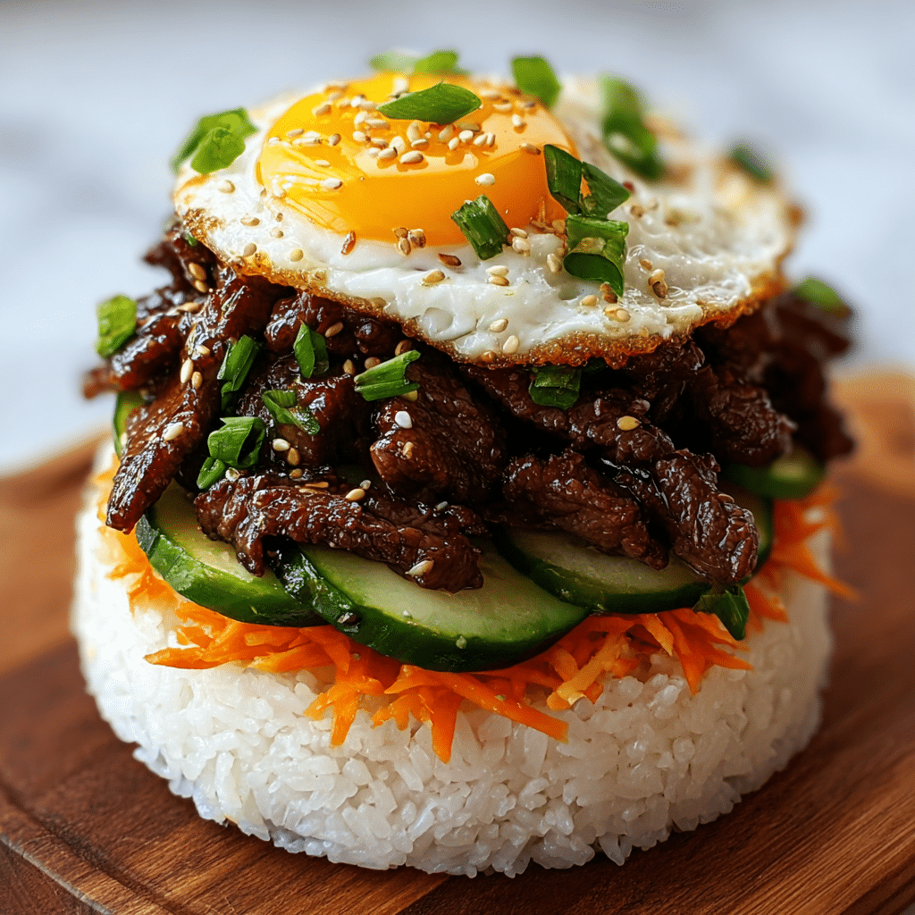 Korean BBQ Beef Rice Stack Recipe - Recipe Image