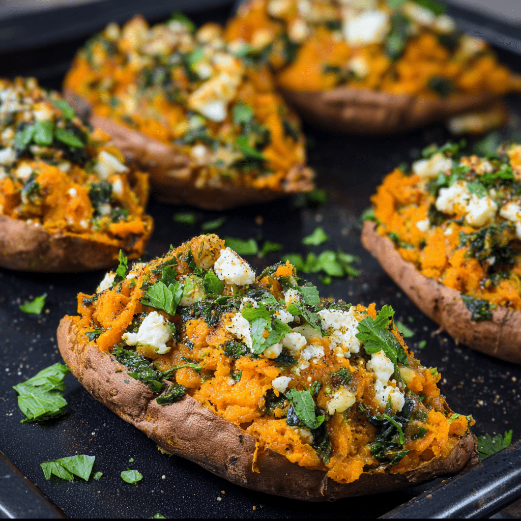 Spinach and Feta Stuffed Sweet Potatoes Recipe - Recipe Image