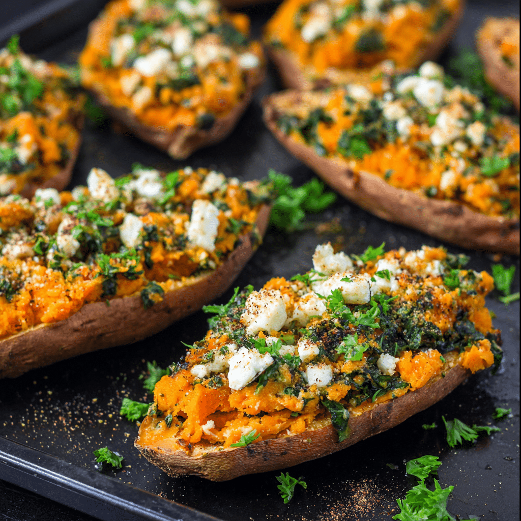 Spinach and Feta Stuffed Sweet Potatoes Recipe - Recipe Image