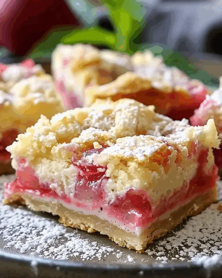 Sweet and Tangy Rhubarb Custard Bars