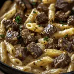 Creamy Garlic Beef With Pasta